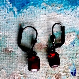 Vintage red rhinestone crystal earrings